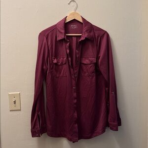 Eddie Bauer Travex button down long sleeve shirt in deep wine color